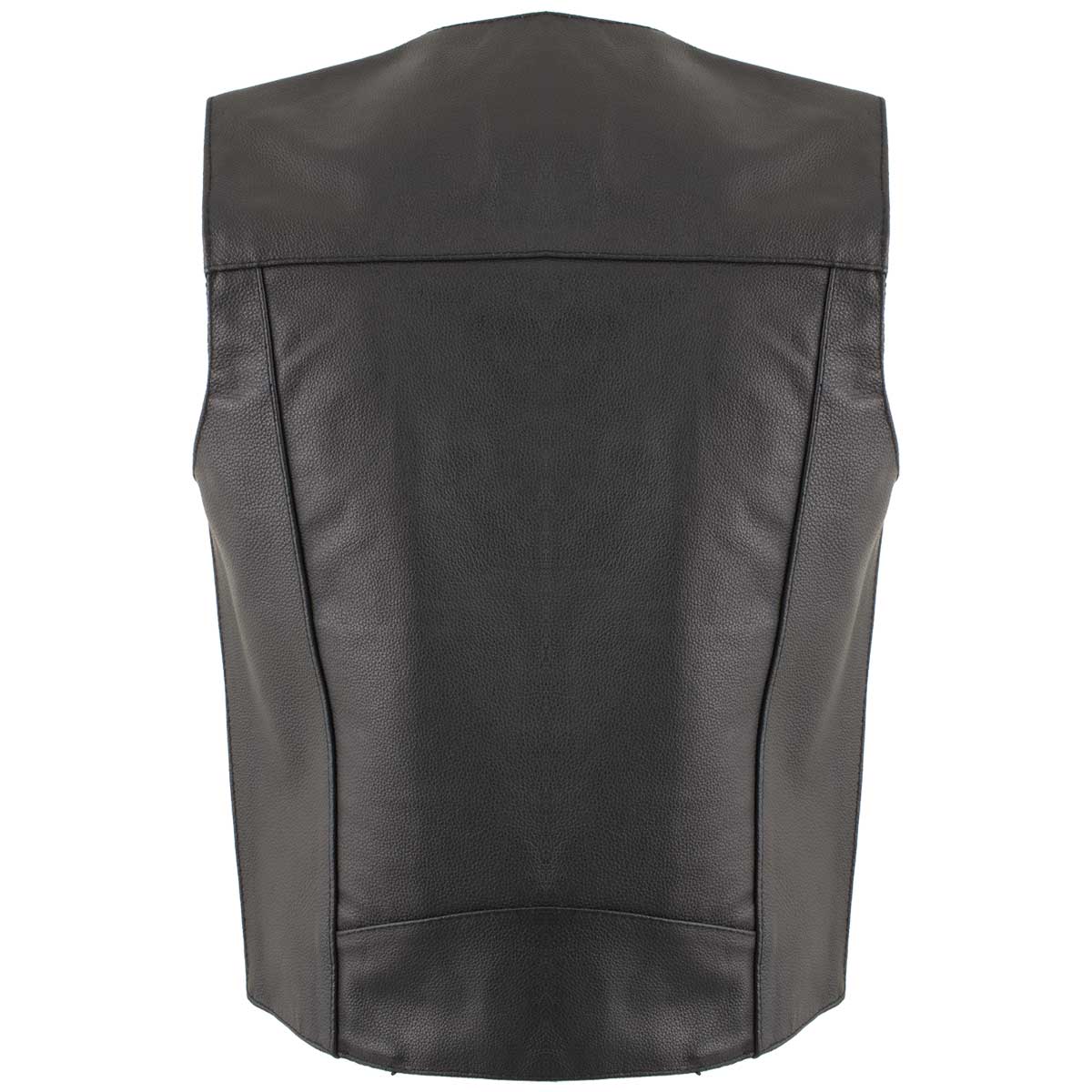USA Leather 1201 Men's Black Classic Club Style Motorcycle Original Leather Vest