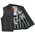 Hot Leathers VSM1054 Men’s Black 'Skull Flag' Conceal and Carry Leather Vest